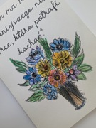 Ręcznie malowana kartka okolicznościowa bukiet kwiatów akwarele kwiatki