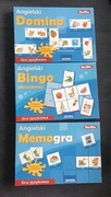 ZESTAW 3 GRY DLA DZIECI ANGIELSKI BINGO DOMINO MEMO + FLASHCARDS POOH