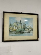 Stary obraz akwarela miasto niemieckie 3 