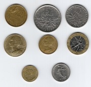 Monety obiegowe. Francja 8 szt.