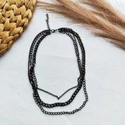 Gotycki naszyjnik łańcuszek wielowarstwowy czarny Gothic punk rock 