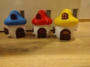 3 domki + zamek smerfów/ smerfy 