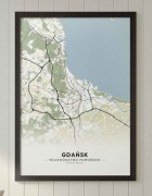 Plakat Gdańsk mapa miasta A3 w ramie minimalistyczny nowoczesny