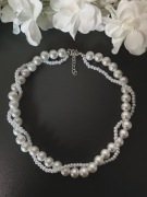 Białe duże korale PERŁY naszyjnik