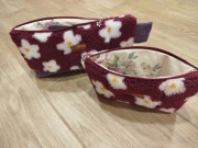 Kosmetyczki, komplet,tkanina boucle burgundowa