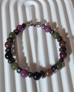 Bransoletka z kamieni naturalnych turmalin, hematyt 