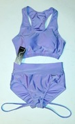 Komplet pole dance liliowy elastyczny lycra S 