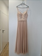 Sprzedam suknię Mascara 34 XS jasny beż druhna