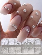 OZDOBY NAKLEJKI NA PAZNOKCIE PÓŁPERŁY 12 RODZAJÓW 1 ZESTAW