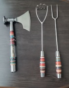 Zestaw Stary Tasak ze Zdjęciem PRL Widelec Tłuczek Cepelia 