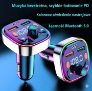 Transmiter FM Bluetooth Q5 Ładowarka USB-C MP3 Zestaw Samochodowy