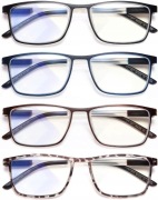 Okulary do czytania unisex blokujące niebieskie światło +1,25 zestaw 4szt