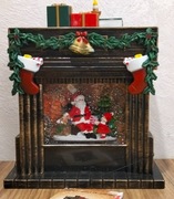 Figurka świąteczna kominek LED ciepły biały 23cm