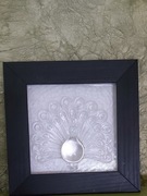 PAW z rozportarymi skrzydłami-Płaskorzeżba z lat 60-tych-szkło artystyczne