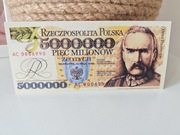 5000000 zł 5 mln złotych 1995 Piłsudski replika nieobiegowego banknotu