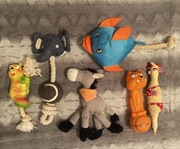 Zabawki dla psa gryzak, piszczałka, trixie maskotka, sznurek Zestaw 6 szt