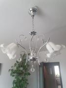 Żyrandol lampa sufitowa do pokoju sypialni 3 klosze srebrny PRL Jel.G Termy