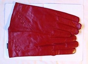 Rękawiczki damskie z jagnięcej skóry. Czerwone-bordowe