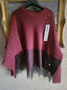 Sweter damski sweterek bordowy z koronką Bastet