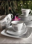 Zestaw kawowy/śniadaniowy_porcelana Ćmielów Akcent dek E717_ dla 6 osób 