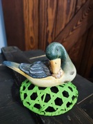 Francuska gliniana kaczka ozdobna Vintage