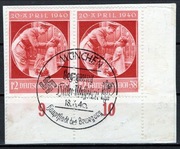 DR, Mi 744, parka z marginesem stemplowana okolicznościowo na wycinku