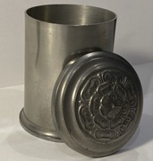 Stylowy metalowy pojemnik z pokrywką- vintage 4499