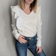 Biała koszula damska falbany żabot 