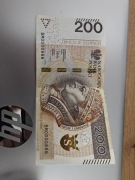 Banknot 200zl z numerem BM0000666 bdb stan 