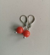 Kolczyki z koralem łososiowym srebro 