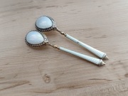 ŁYŻECZKI DO SOLI PIEPRZU EMALIA SREBRO ZŁOCONE PRÓBA 830 NORWEGIA