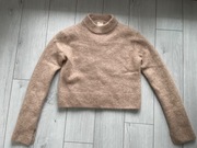 Sweter z moheru i wełny beżowy sweter wełna moher hm S