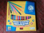 Kredki ołówkowe trójkatne 24 kolory używane.ASTRA,