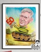 Portret karykatura żołnierza strażaka urodziny ślub emerytura Piotrków DPD