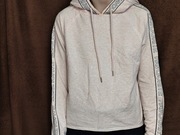 Bluza z kapturem z napisami luźna rozmiar 158 -164 kolor bardzo jasny róż