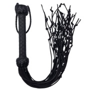 Flogger ze skóry naturalnej - twarde rzemienie z węzełkami - mocna zabawka