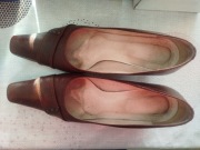 Buty damskie pantofle skórzane brązowe 