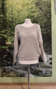 Sweter damski beżowy ażurowy z koronką M Made in Italy