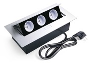 Gniazdo chowane wpuszczane w blat 3x230V aluminium