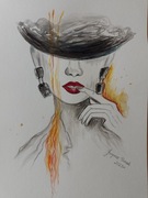 Akwarelowy portret kobiety "Kobieta stylowa".