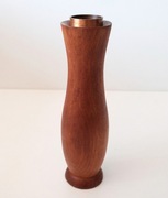 skandynawski, duński wazon dzbanek z drewna tekowego i miedzi