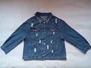Katana damska jeansowa zdobiona DZIURY KORALIKI - rozm. 3XL około 50/52