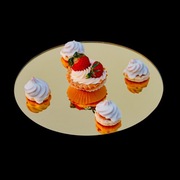 Złota lustrzana patera szklana – taca do ciast, tortów i deserów 25cm