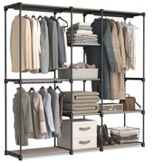 SONGMICS Przenośna otwarta szafa, wieszak na ubrania, szafa wolnostojąca