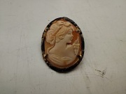 Stara broszka PRL Kamea Punce Próby chyba Srebro 