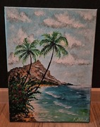 Autorski obraz pejzaż akryl na płótnie 30 cm na 40 cm