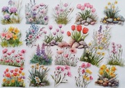 naklejki 40 szt kolorowe bukiety wiosenne kwiaty scrapbooking