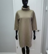 zielona khaki sukienka z golfem Zara S bawełna klasyczna midi