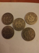 20 groszy 1923 - zestaw 5  sztuk - STAN BARRDZO ŁADNY