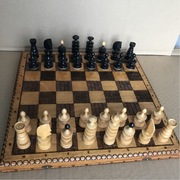 Szachy ozdobne stare zabytkowe rzeźbione oryginalne polskie z metką 1962r